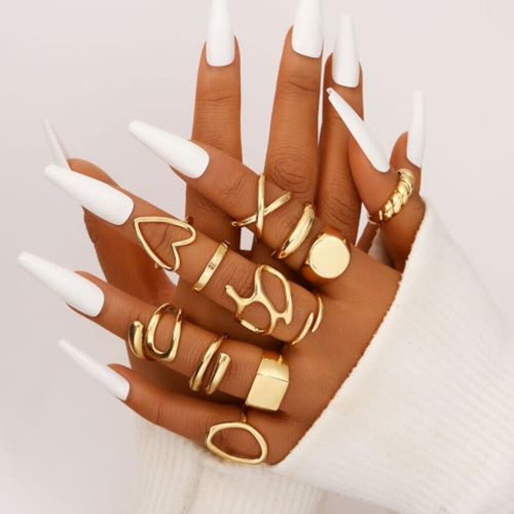 12PCS Gold Stackable Rings Set for Women‎